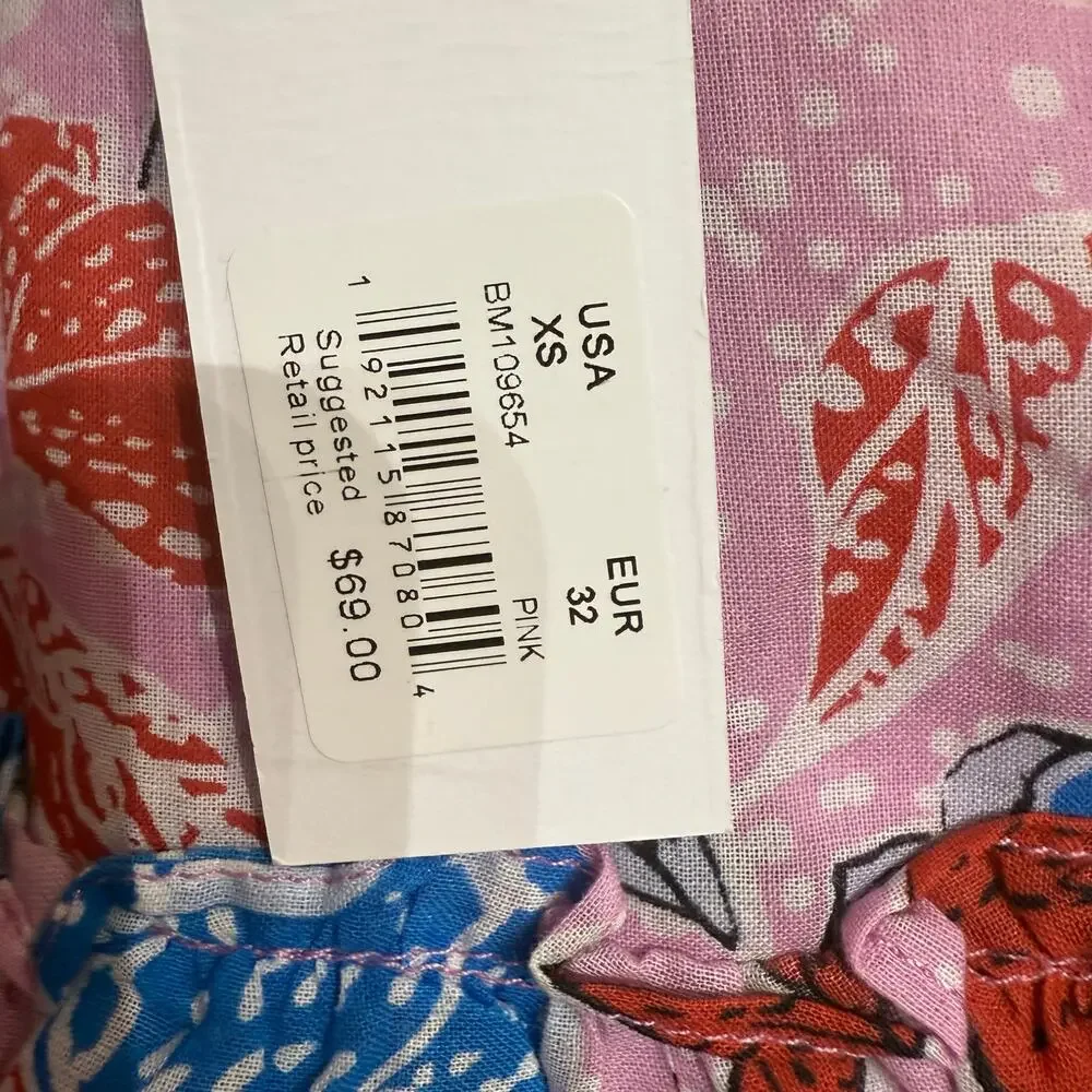 BB Dakota by Steve Madden Pink Floral Print Tiered Ruffle Mini Skirt Sz XS NWT